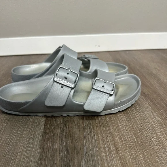 Birkenstock Arizona Essentials Metallic Silver Size 37 - Picture 4 of 13
